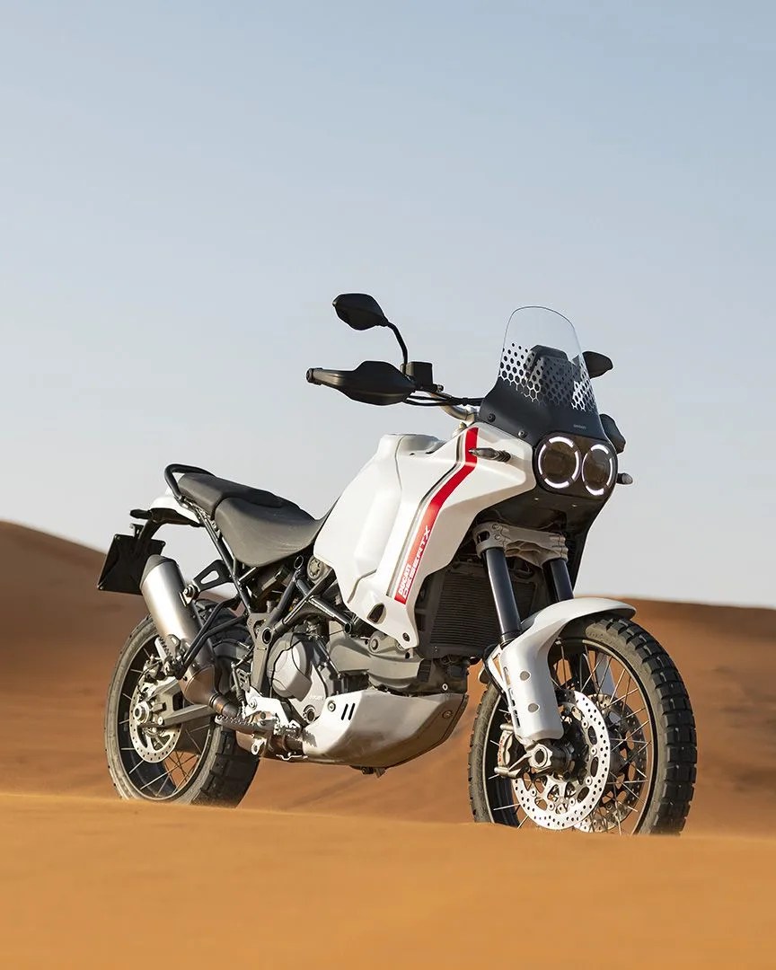 ducati desertx white motorcycle