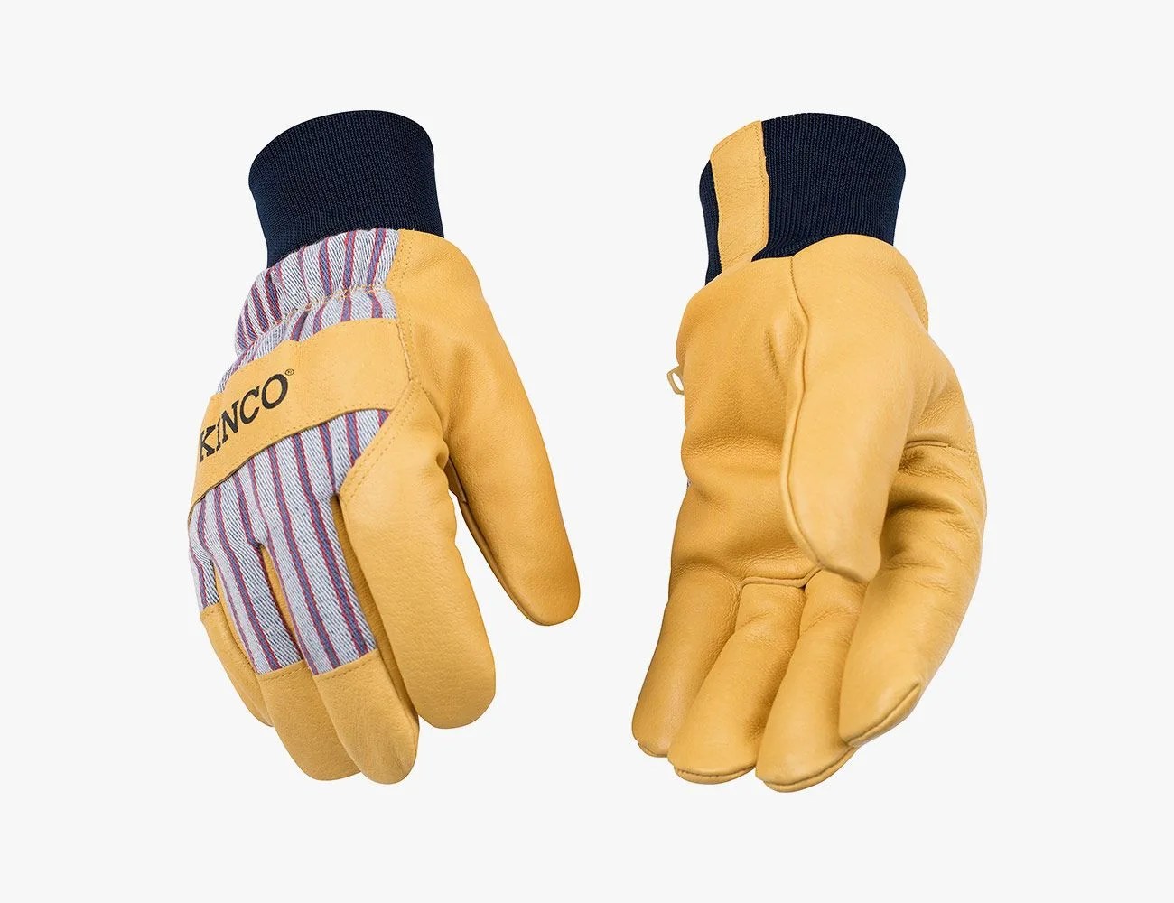 kinco lined premium grain pigskin palm with knit yellow gloves