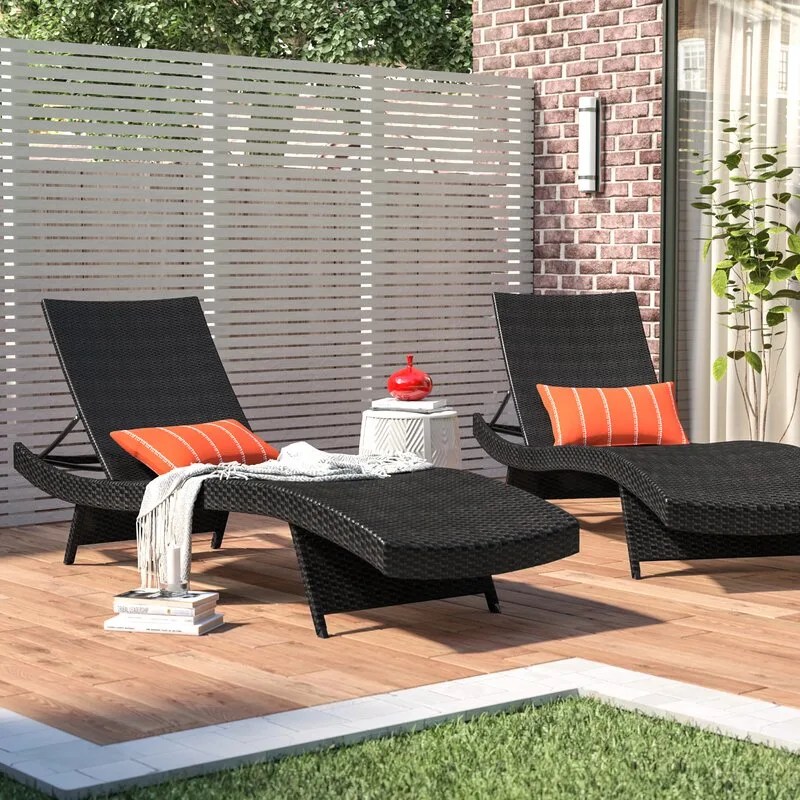 Black Mirabel 79-inch Long Reclining Chaise Lounge Set