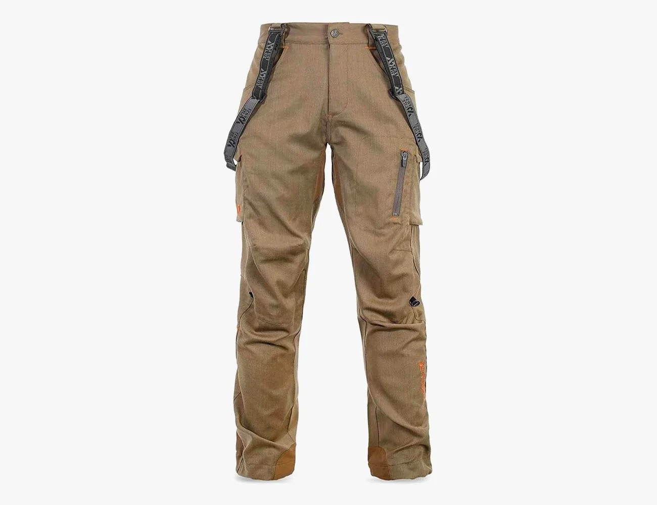 tan trekking pants with suspenders