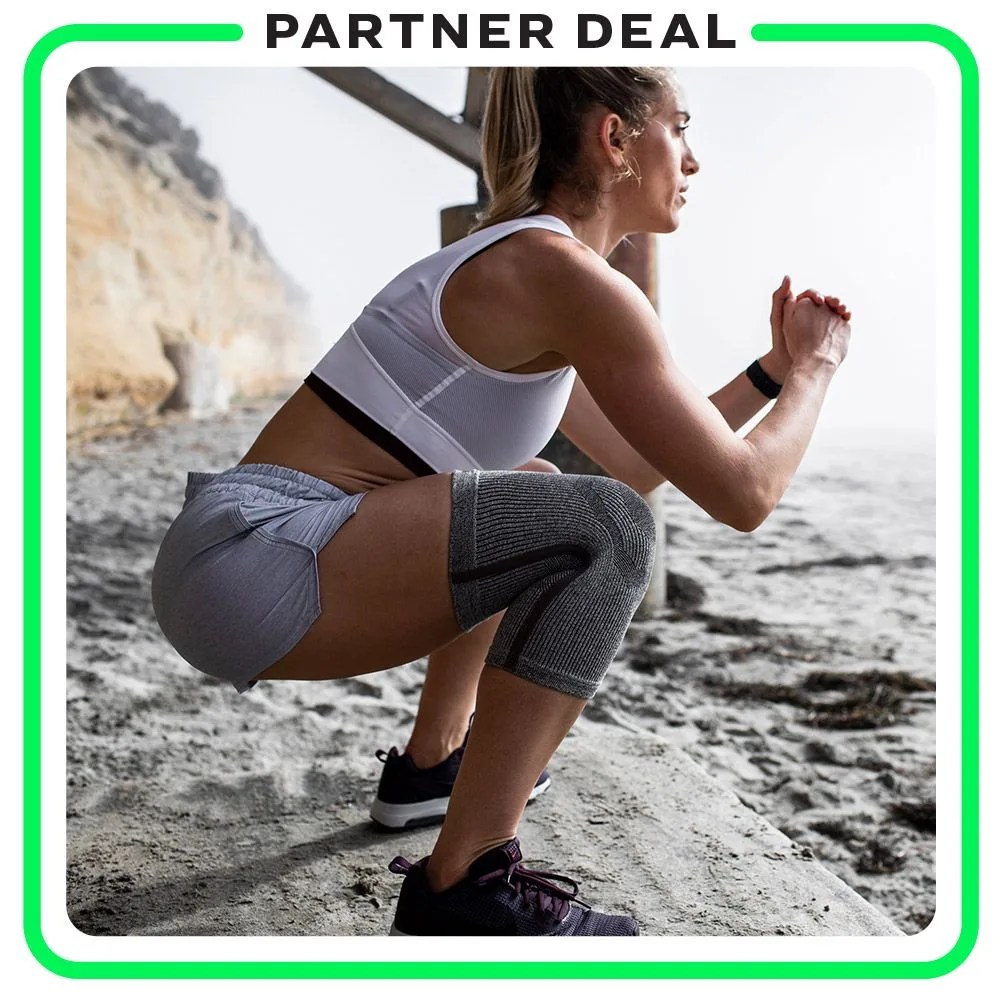 partner deal woman doing a squat wearing incrediwear shorts