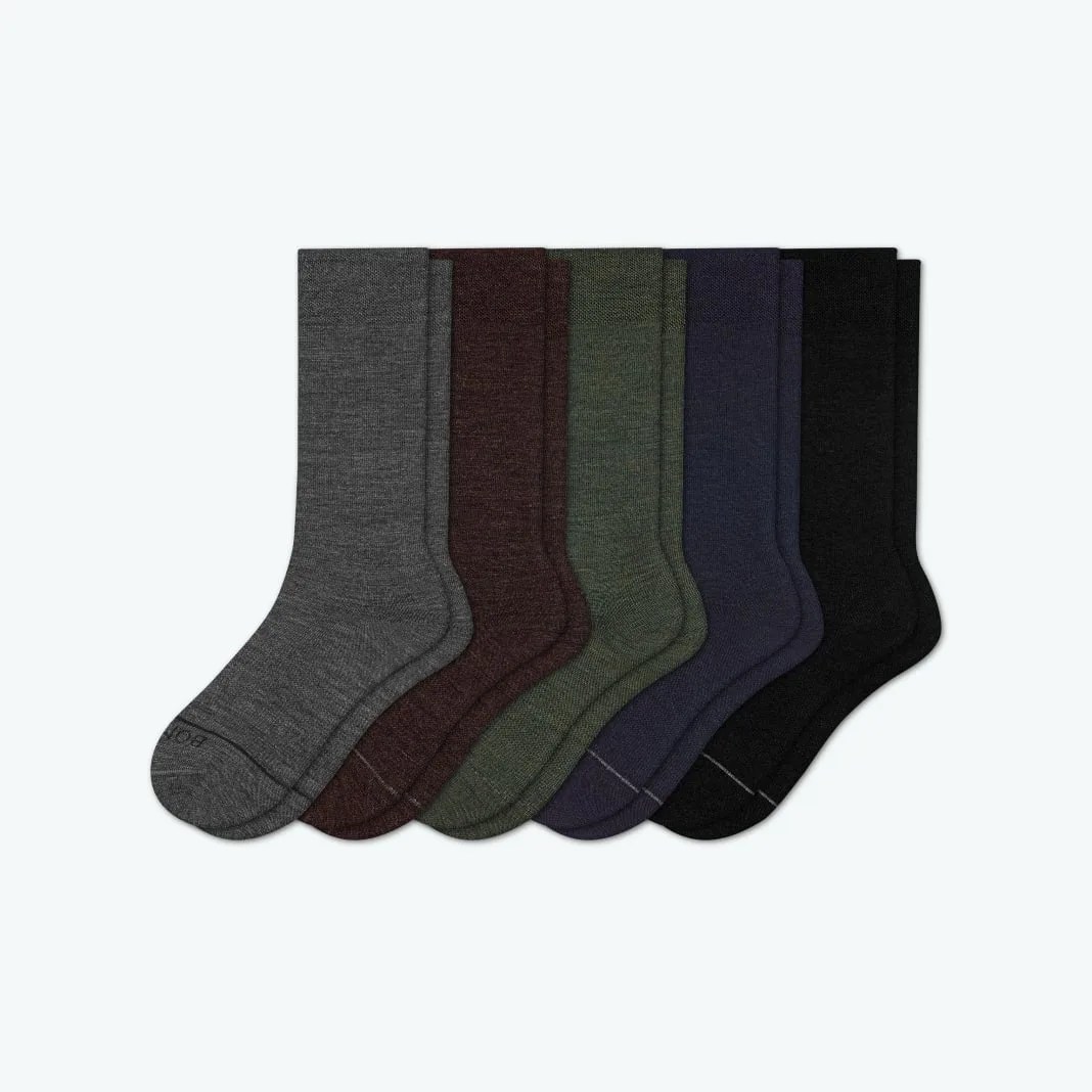 Men's Merino Wool Dress Knee High Sock 5-Pack