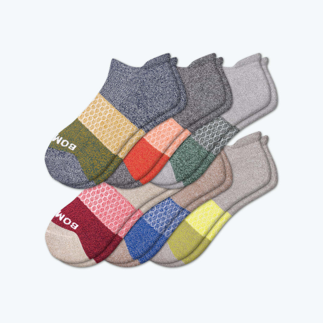 Men's Tri-Block Marl Ankle Sock 6-Pack
