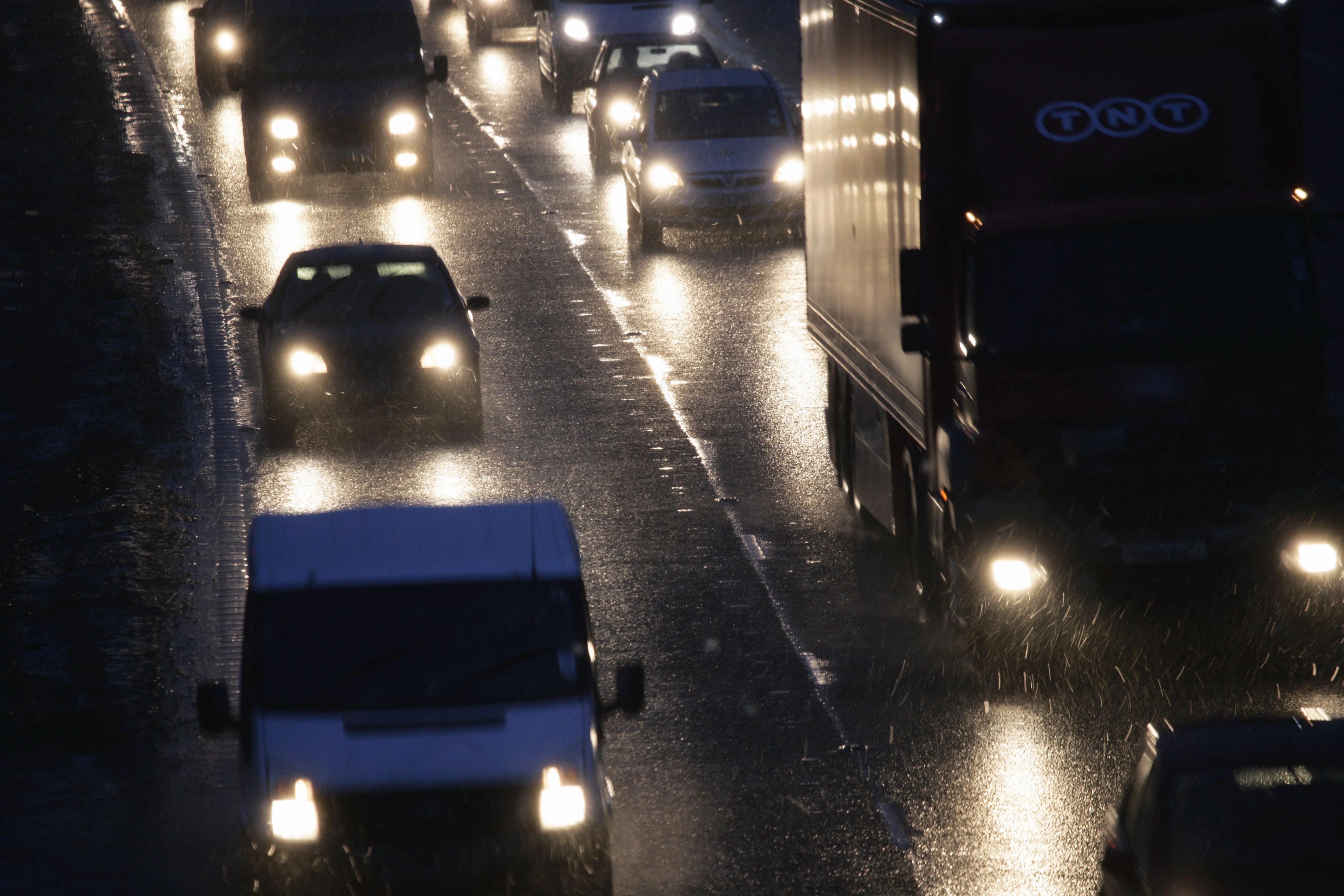 bad weather on the m11 at dusk
