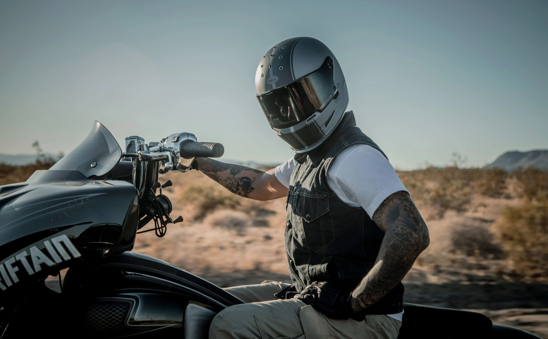 man wearing bell helmet