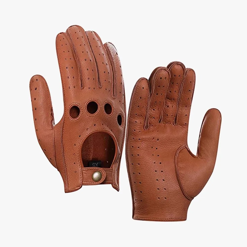 harssidanzar mens leather driving gloves deerskin unlined