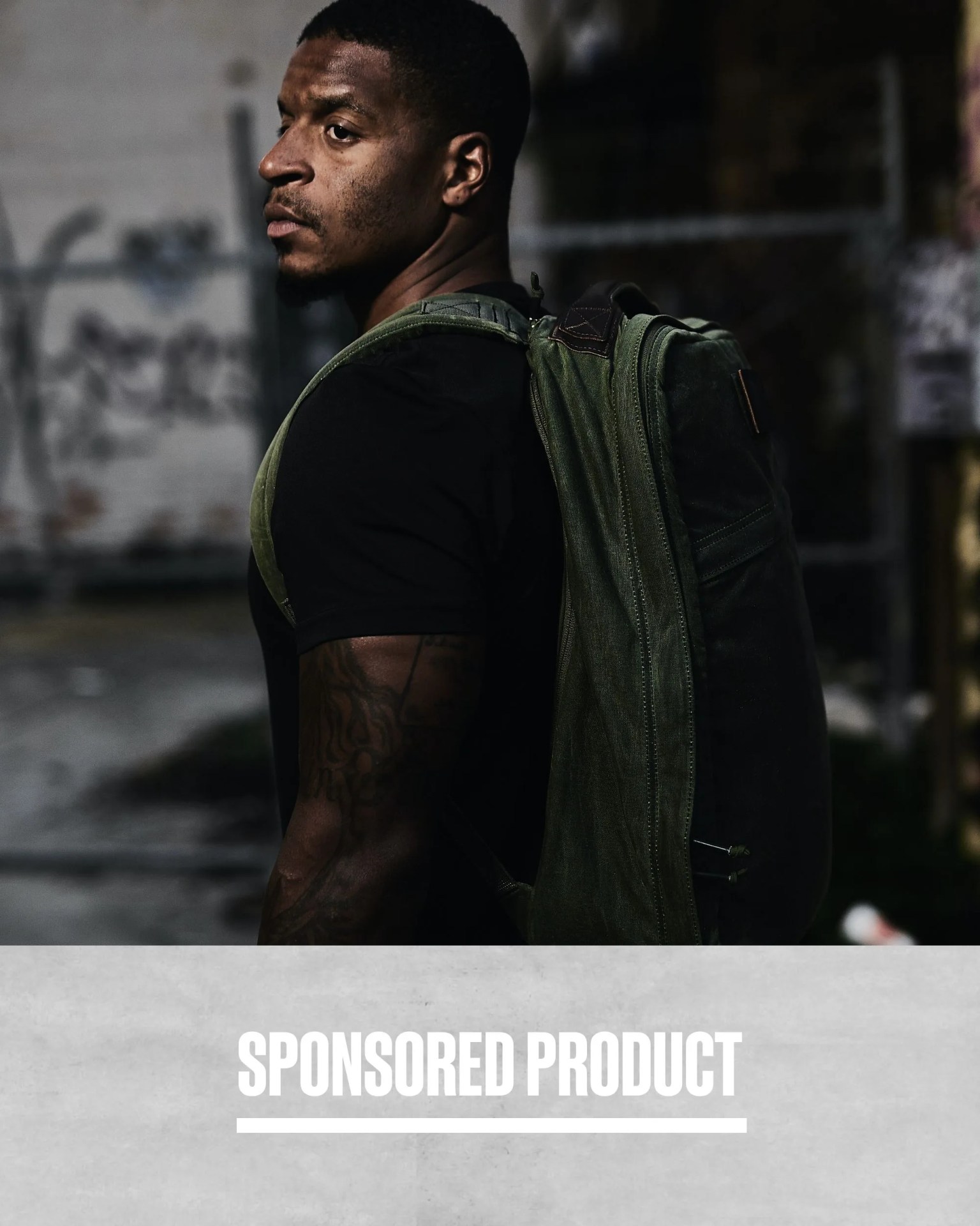 sponsored product man wearing goruck heritage bag