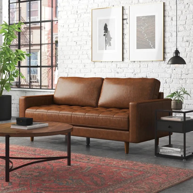 Clark 80'' Leather Match Square Arm Sofa