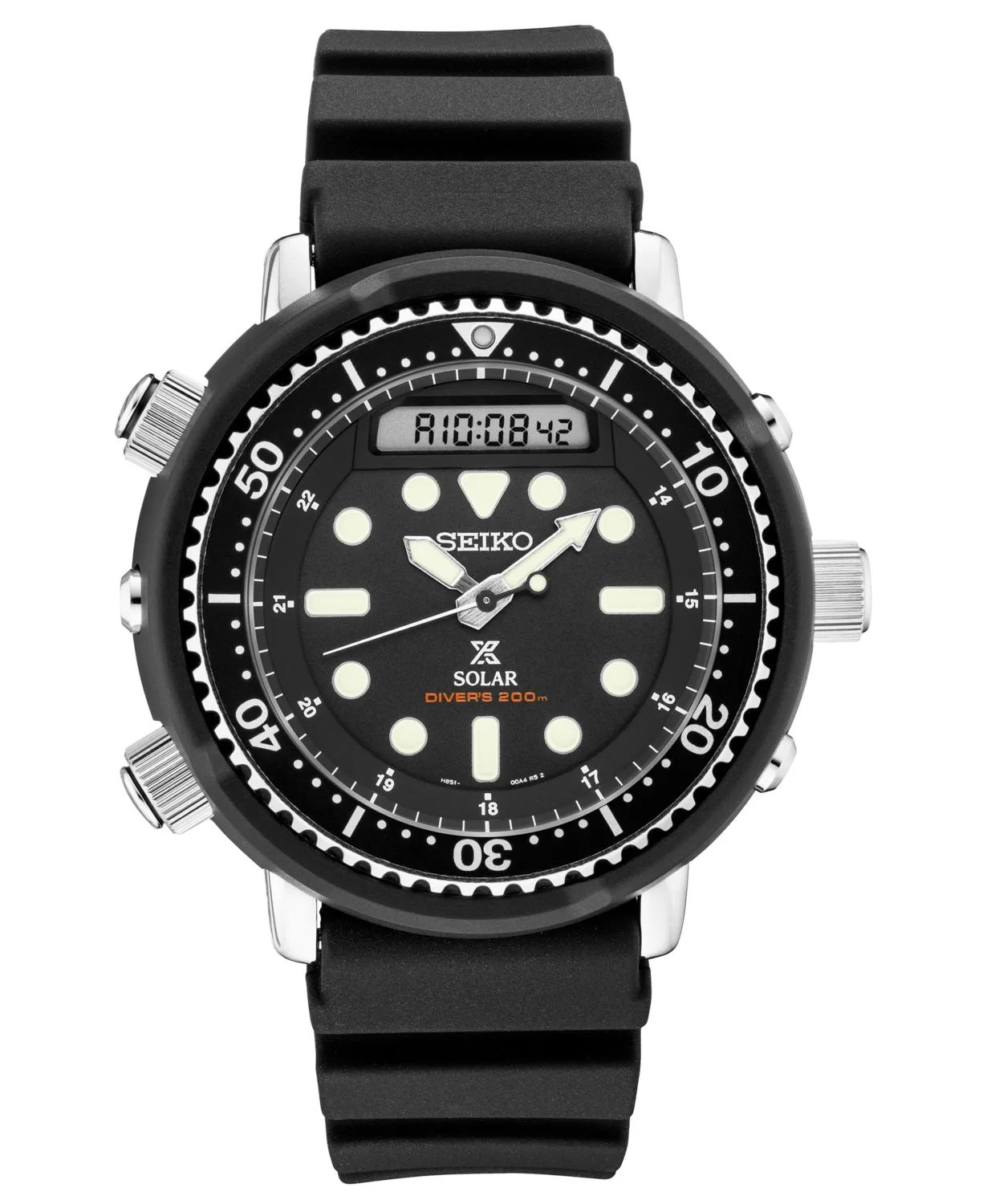 Men's Solar Analog-Digital Prospex Divers Black Silicone Strap Watch 47.8mm
