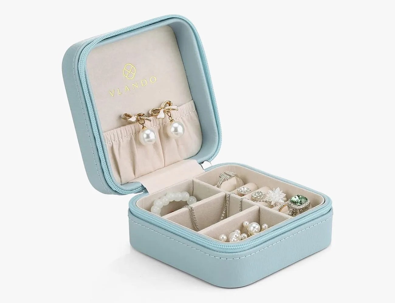 Vlando Small Travel Jewelry Box Organizer