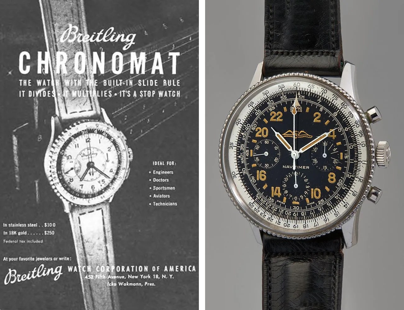 1948 breitling chronomat ad and watch