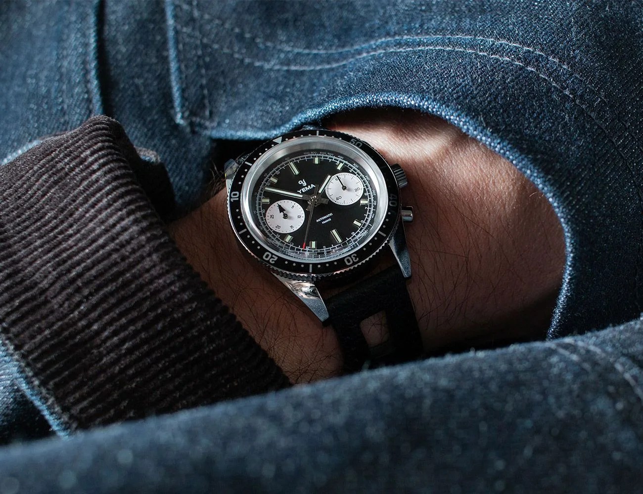 yema speedgraf watch worn on wrist