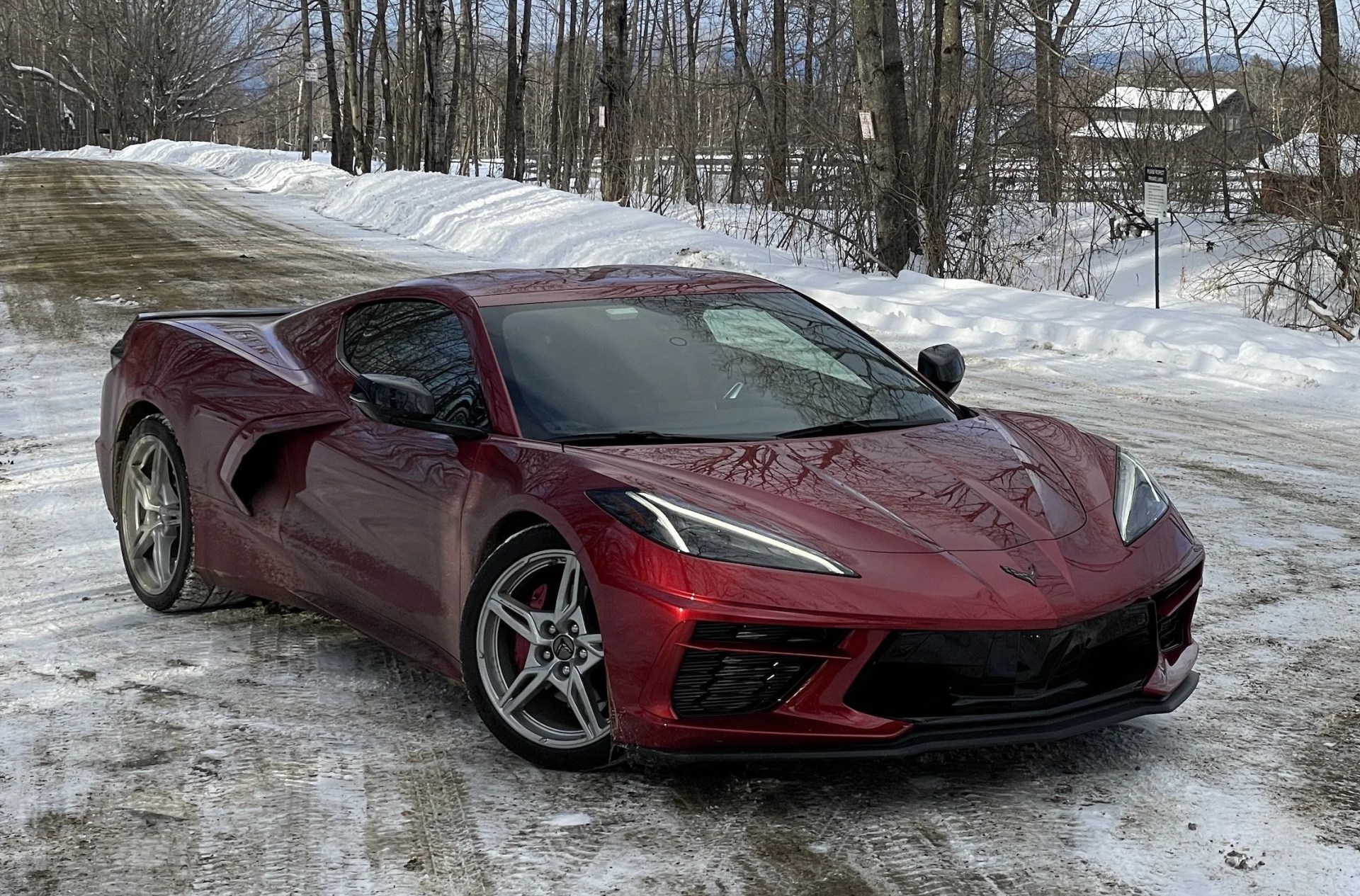 2022 chevrolet corvette stingray c8 red in winter