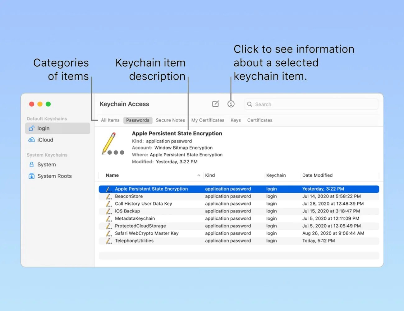 keychain manage passwords