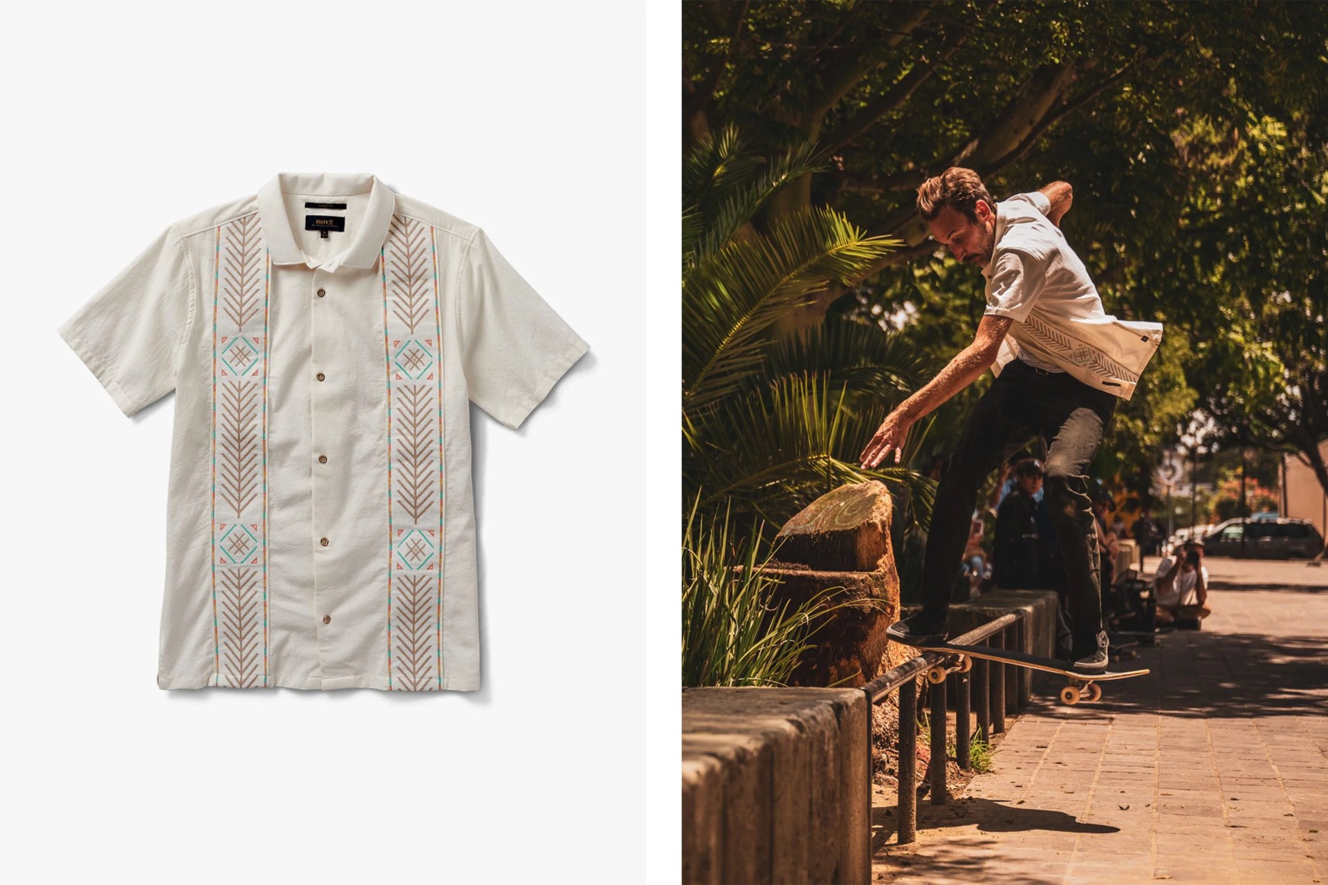 man skateboarding wearing roark la boda gonzo shirt