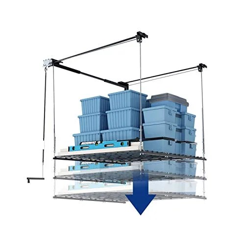 fleximounts overhead garage storage rack lift ceiling storage lift system heavy duty 4 x 4 ft black