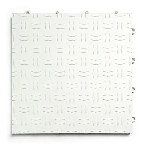 garagetrac diamond, durable copolymer interlocking modular non slip garage flooring tile 12 pack, white