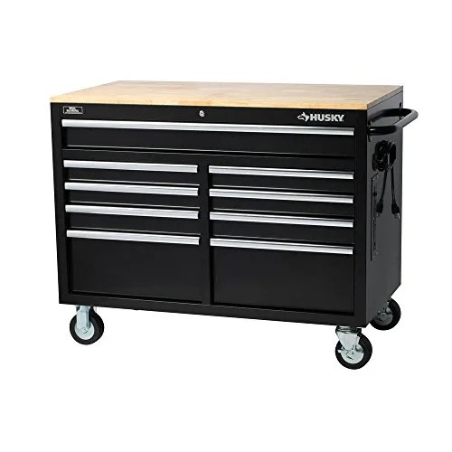husky extra deep 46 in 9 drawer mobile workbench
