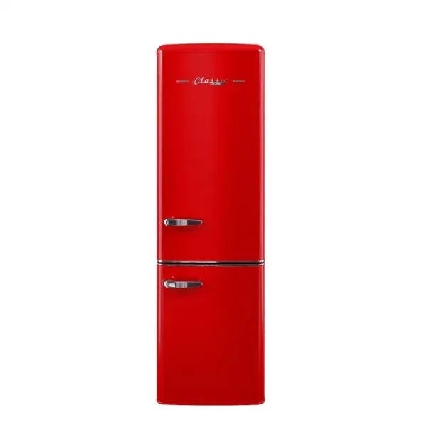retro 216 in 9 cu ft bottom freezer refrigerator in candy red, energy star
