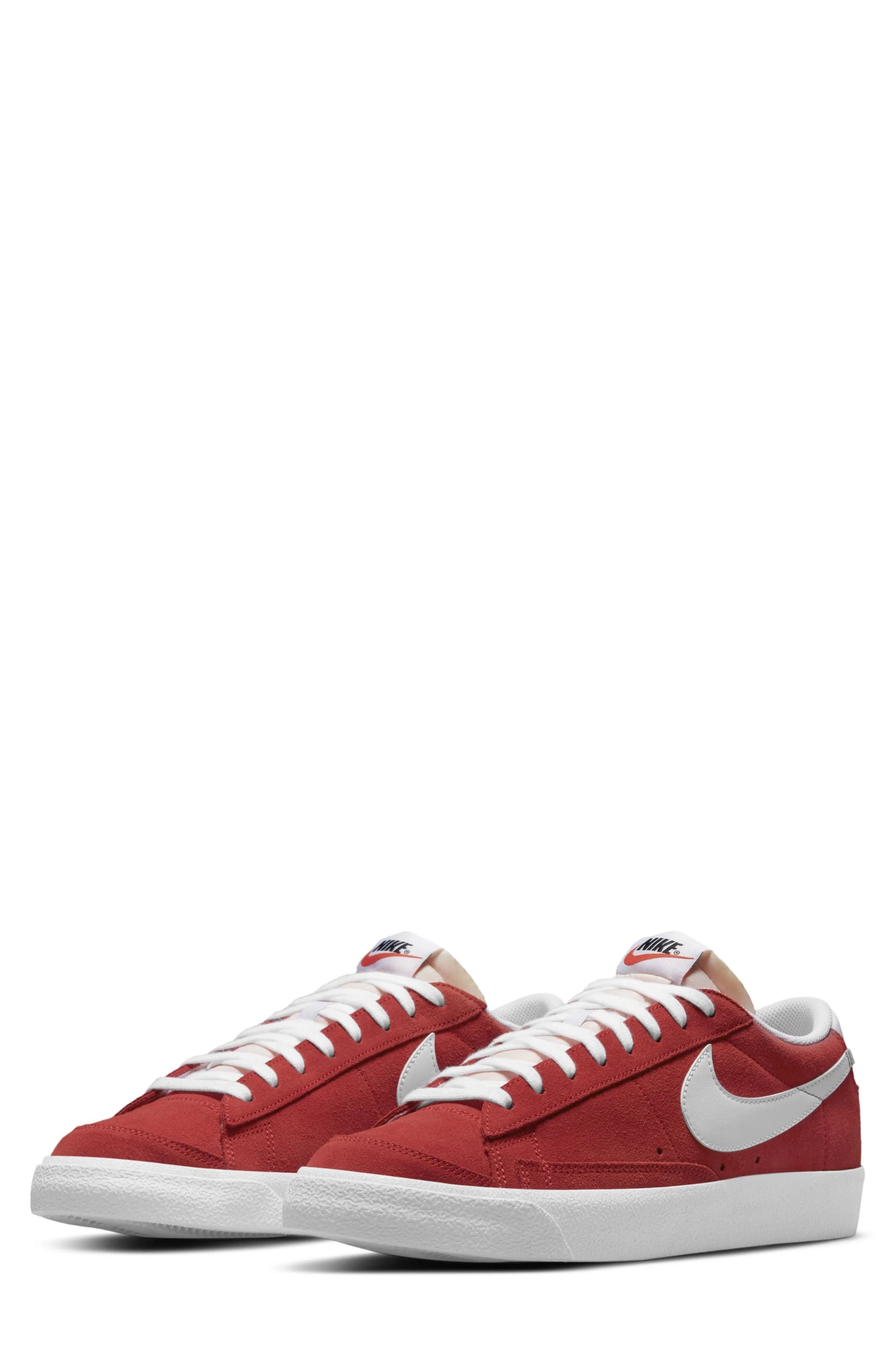 NIKE Blazer Low '77 Suede Sneaker in Red/White at Nordstrom, Size 8