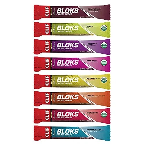 Clif BLOKS - Energy Chews - 8 Flavor Variety Pack - Non-GMO - Plant Based Food - Fast Carbs for Cycling and Running - Workout Snack (2.1 Ounce Packet, 8 Count)