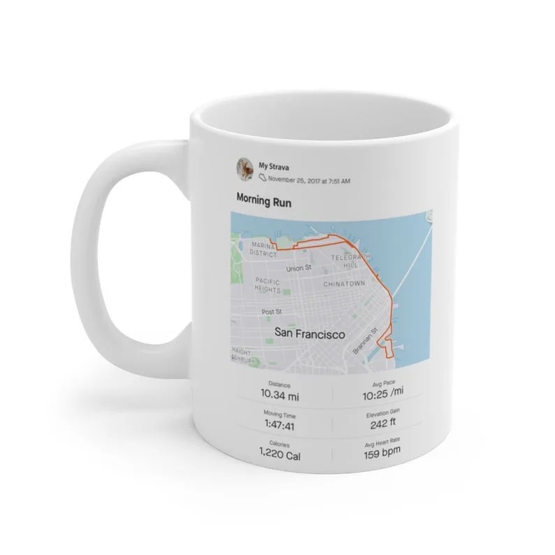 Strava Map Coffee Mug Custom Running Sport Activity