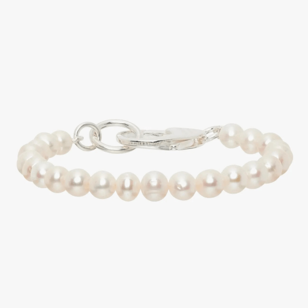 mens pearl bracelet with silver clasp