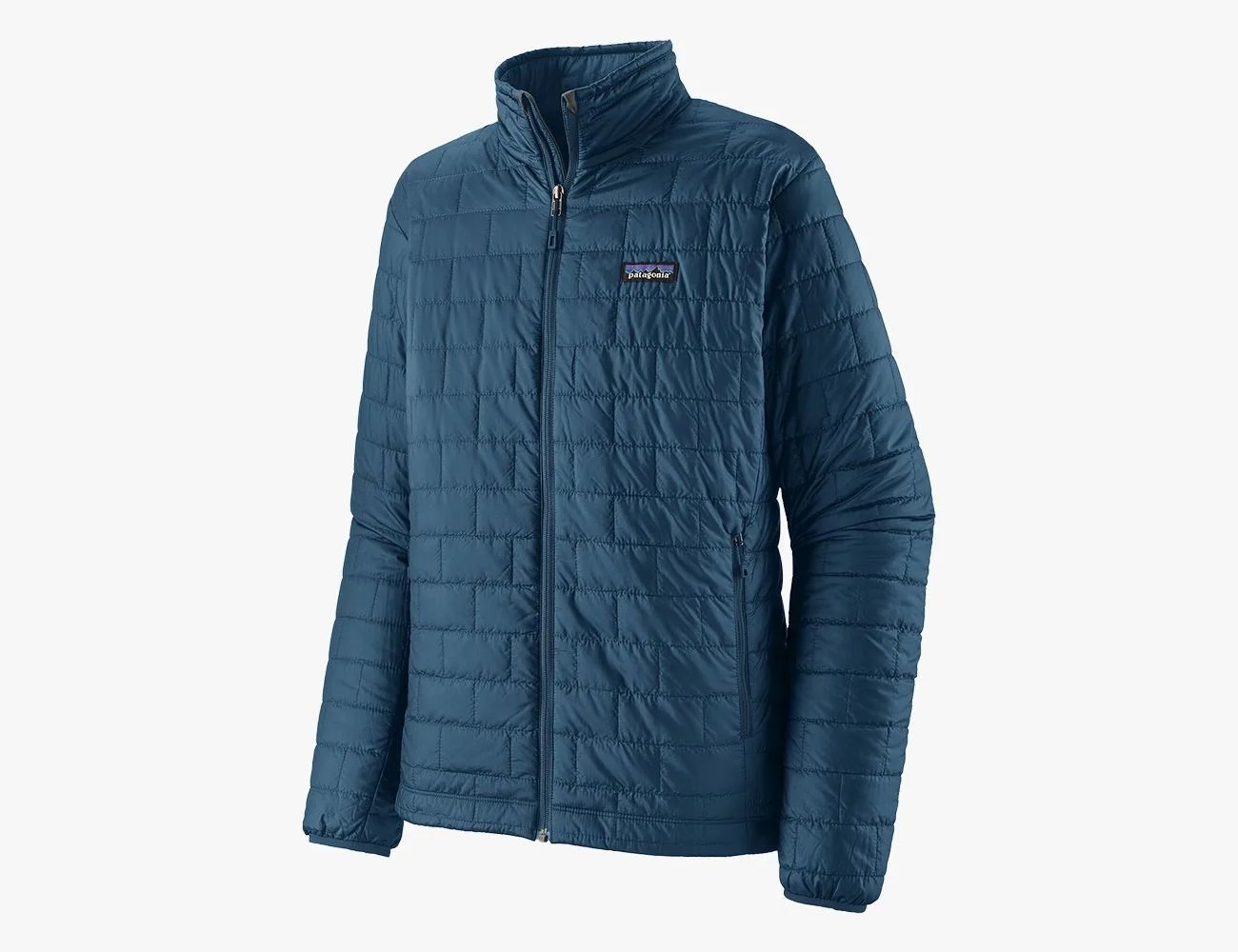 a blue jacket with a white background