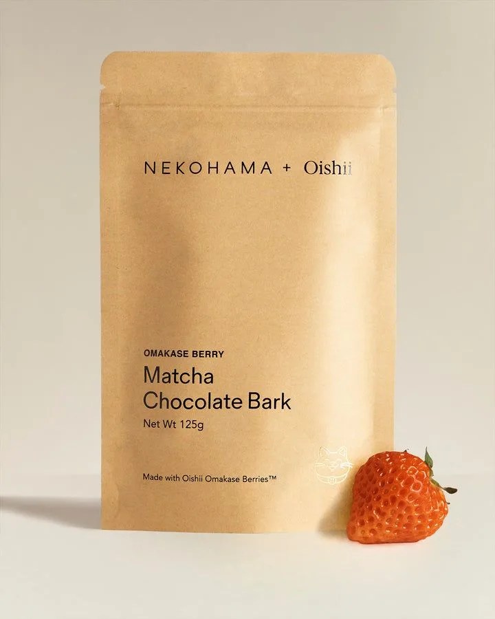 nekohama and oishii matcha chocolate bark