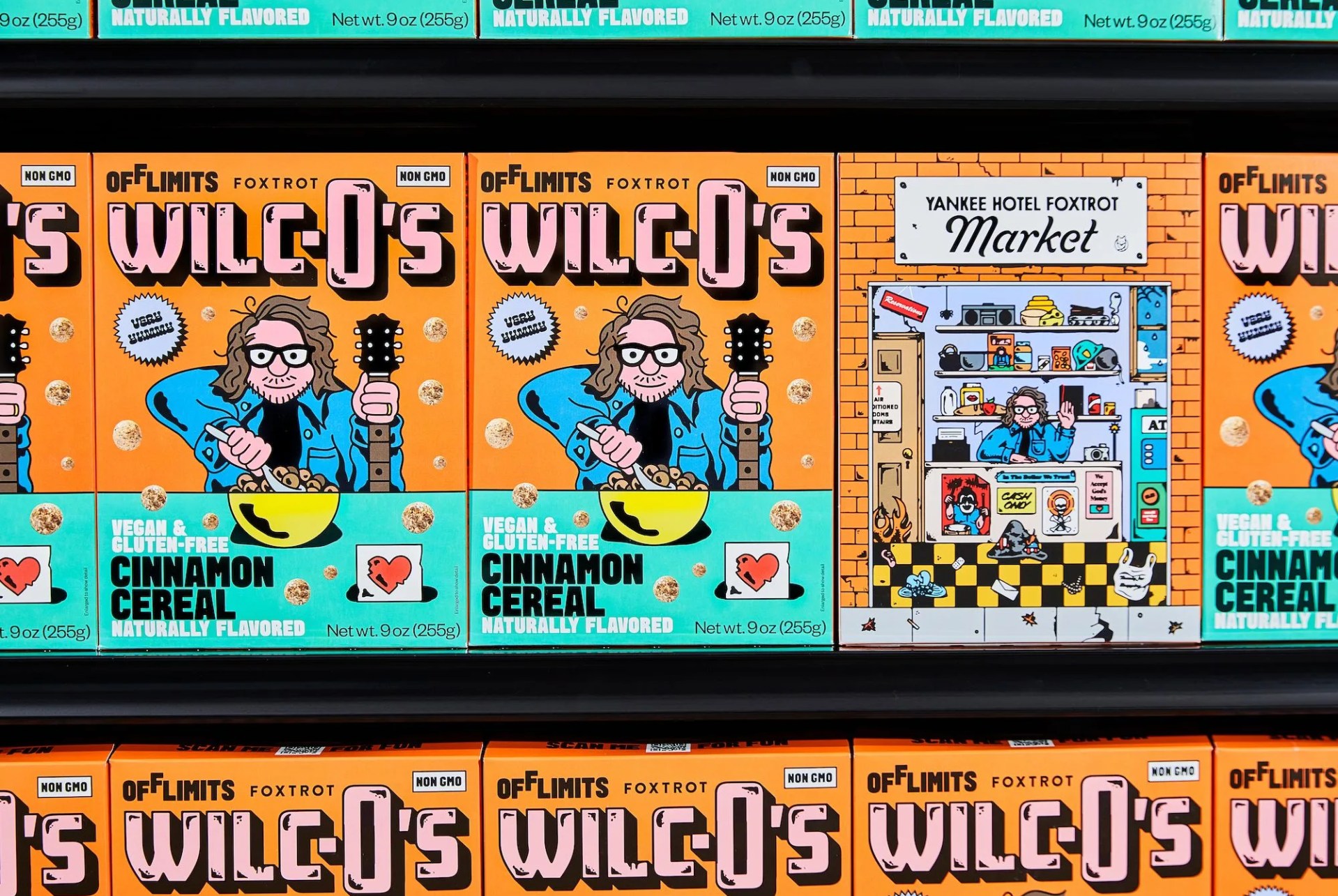 boxes of cereal lining the shelf