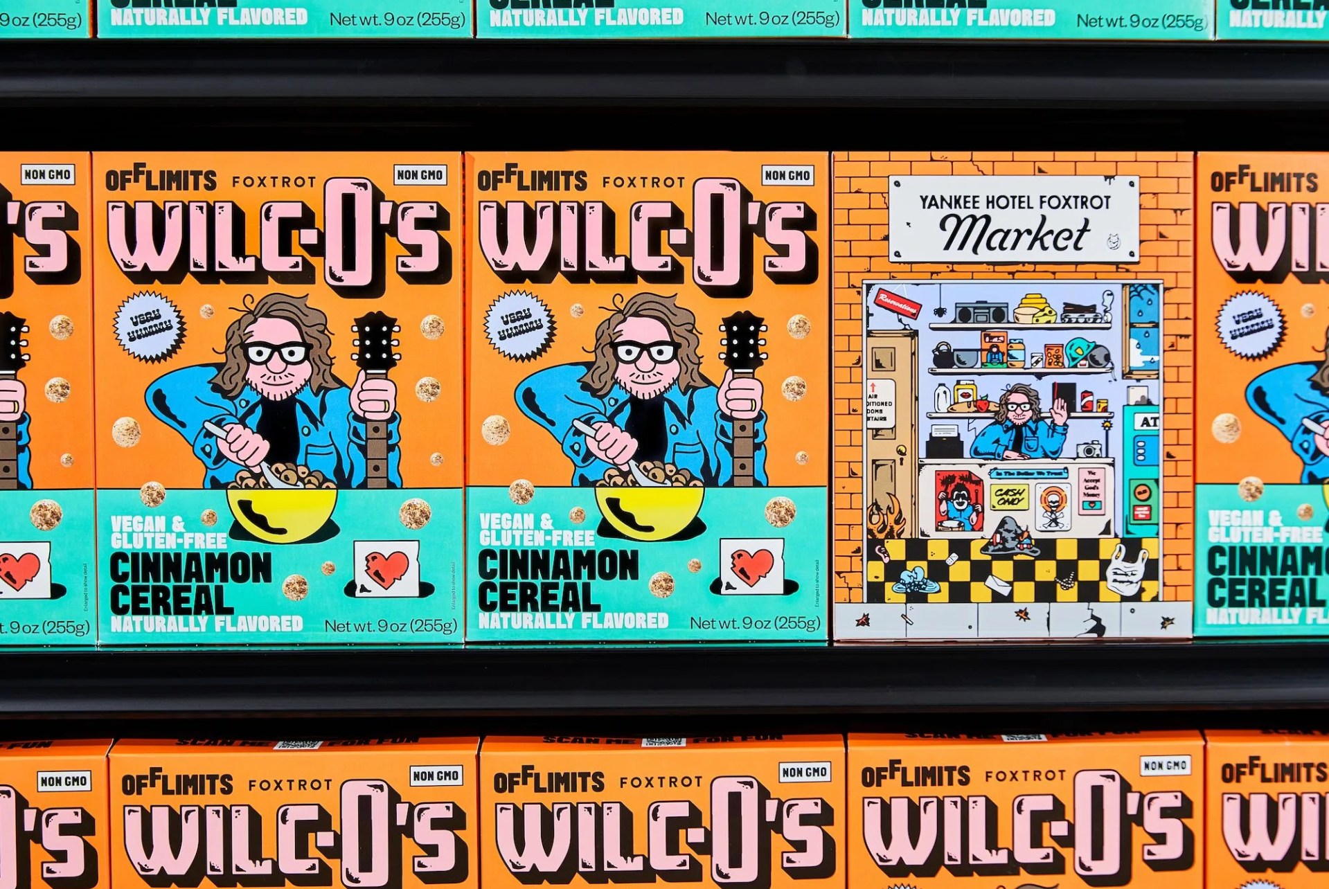 boxes of cereal lining the shelf
