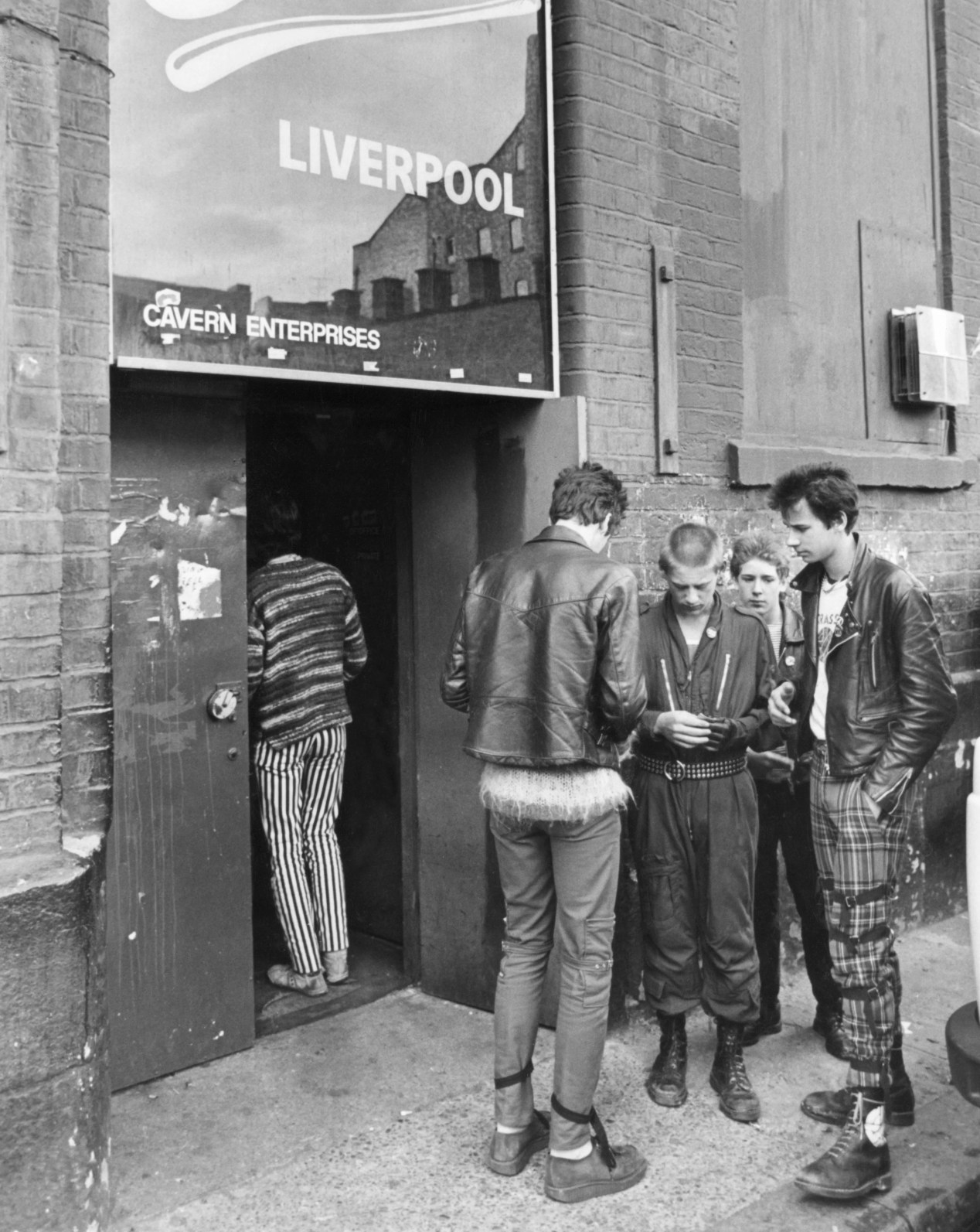punks outside eric's night club on matthew street, liverpool, merseyside
