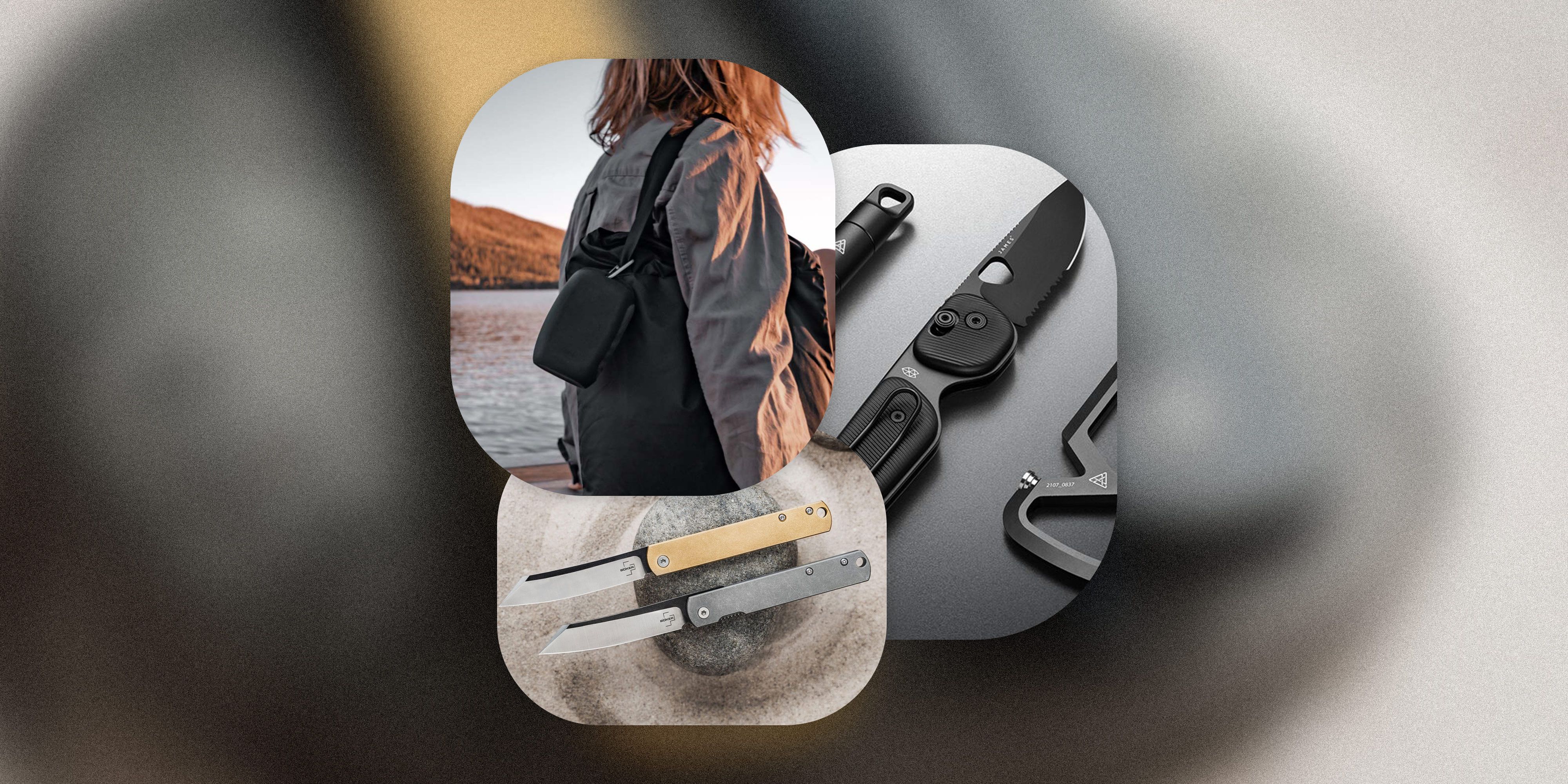 bng knives edc april 2022 böker plus zenshin pocket knife, the james brand natural selection kit, and matador nanodry packable shower towel