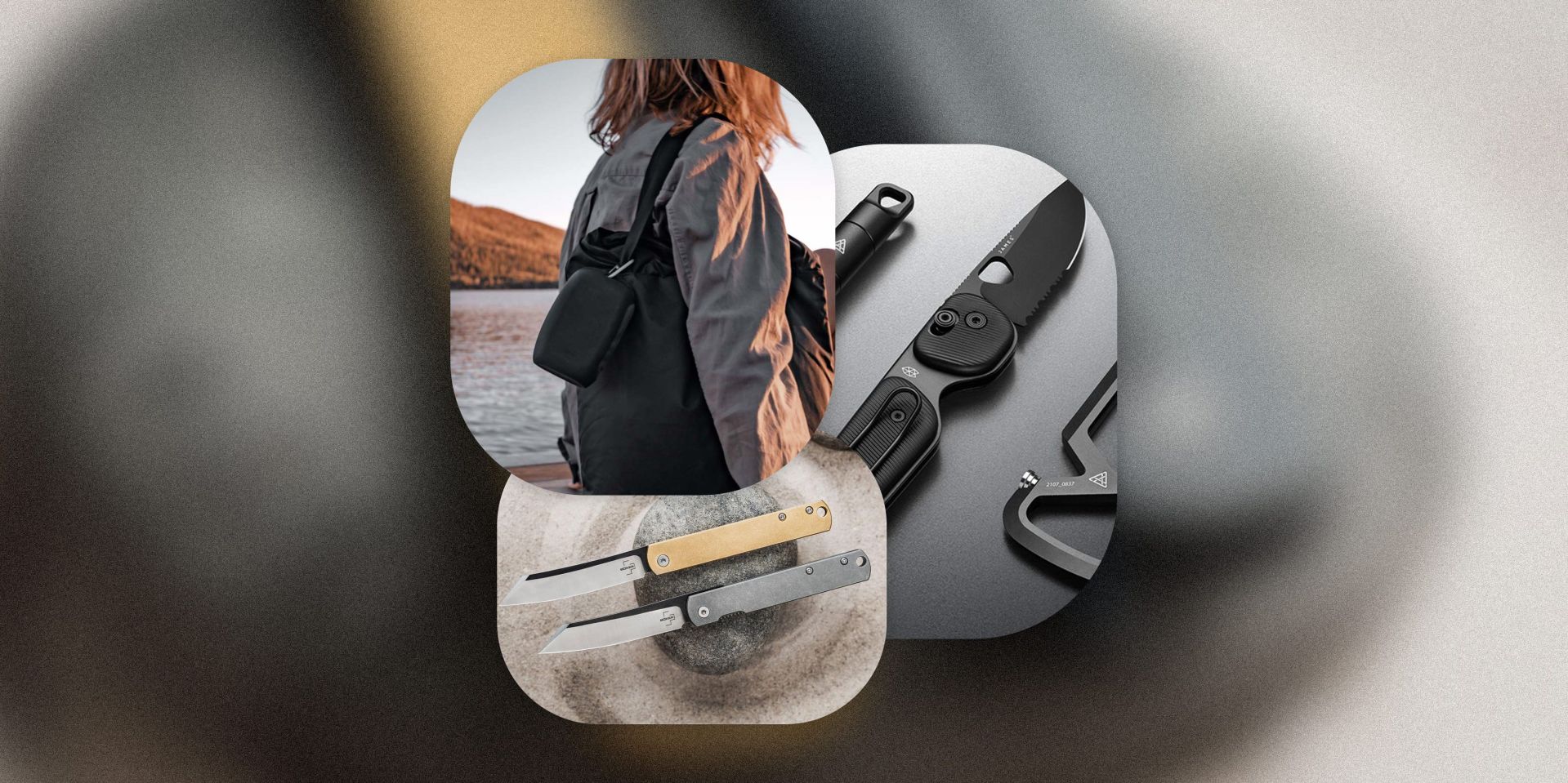 bng knives edc april 2022 böker plus zenshin pocket knife, the james brand natural selection kit, and matador nanodry packable shower towel