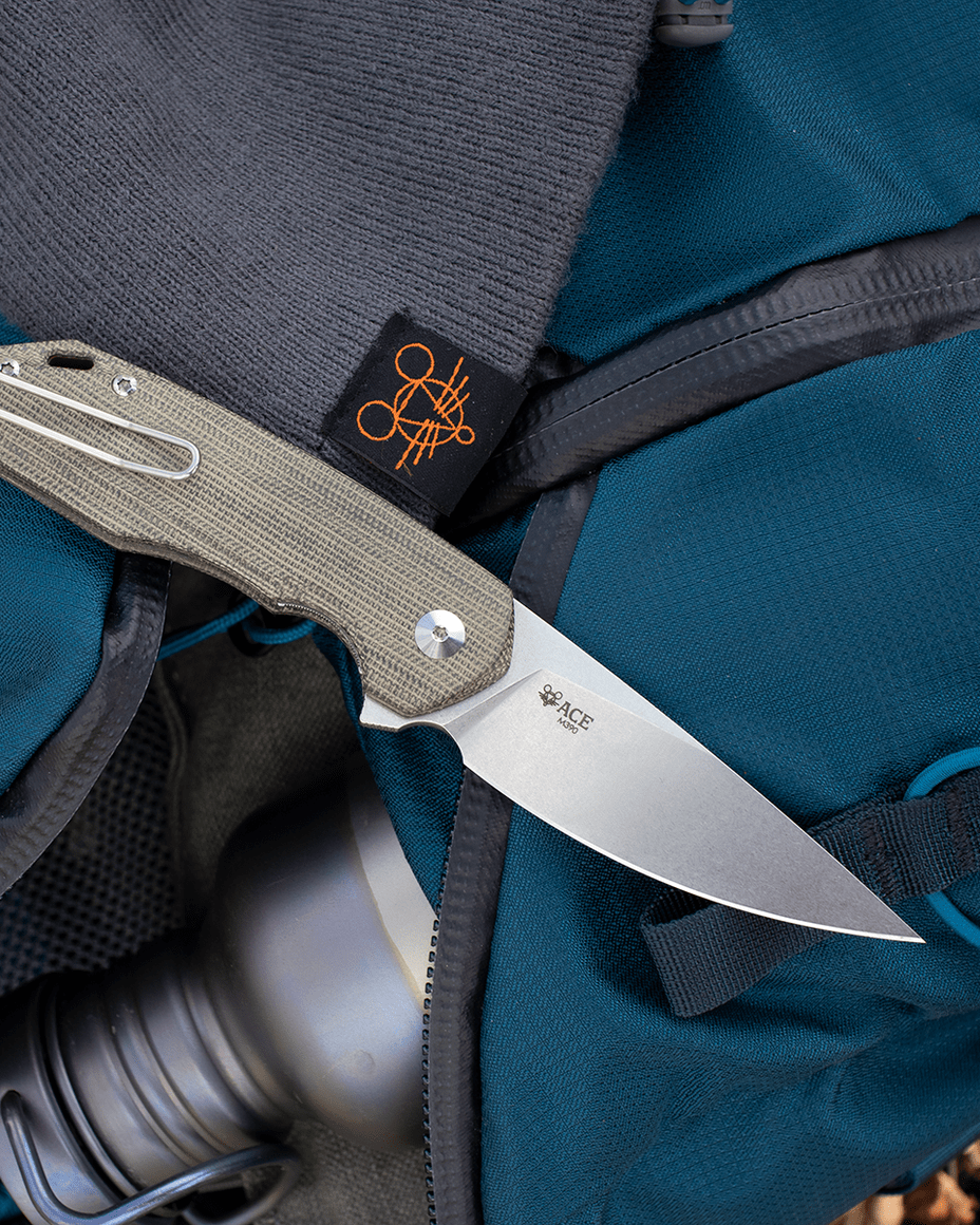 giantmouse ace corta knife in green canvas micarta
