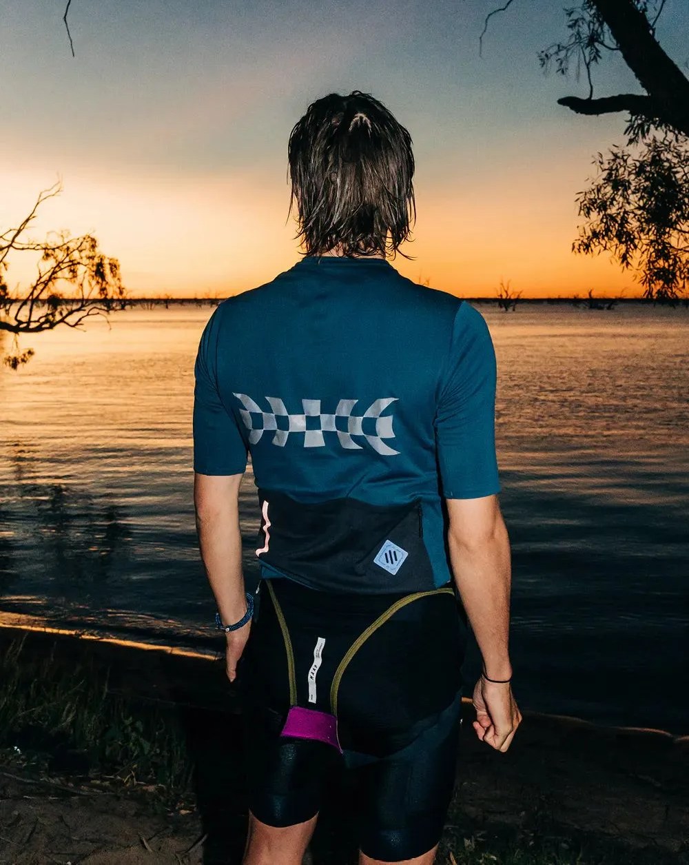 man wearing maap's alt road polartec alpha in the road jersey