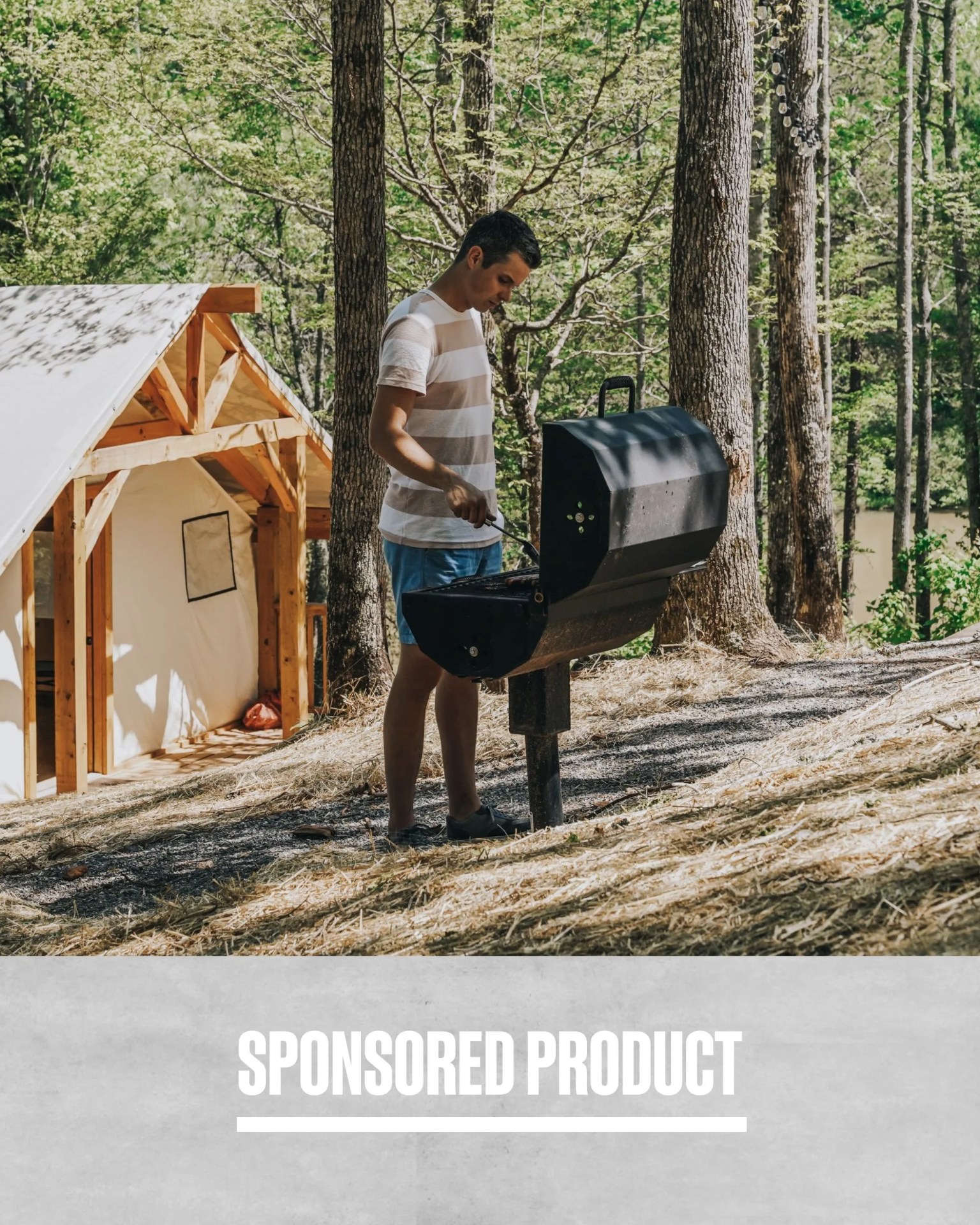 sponsored product campspot man grilling outside
