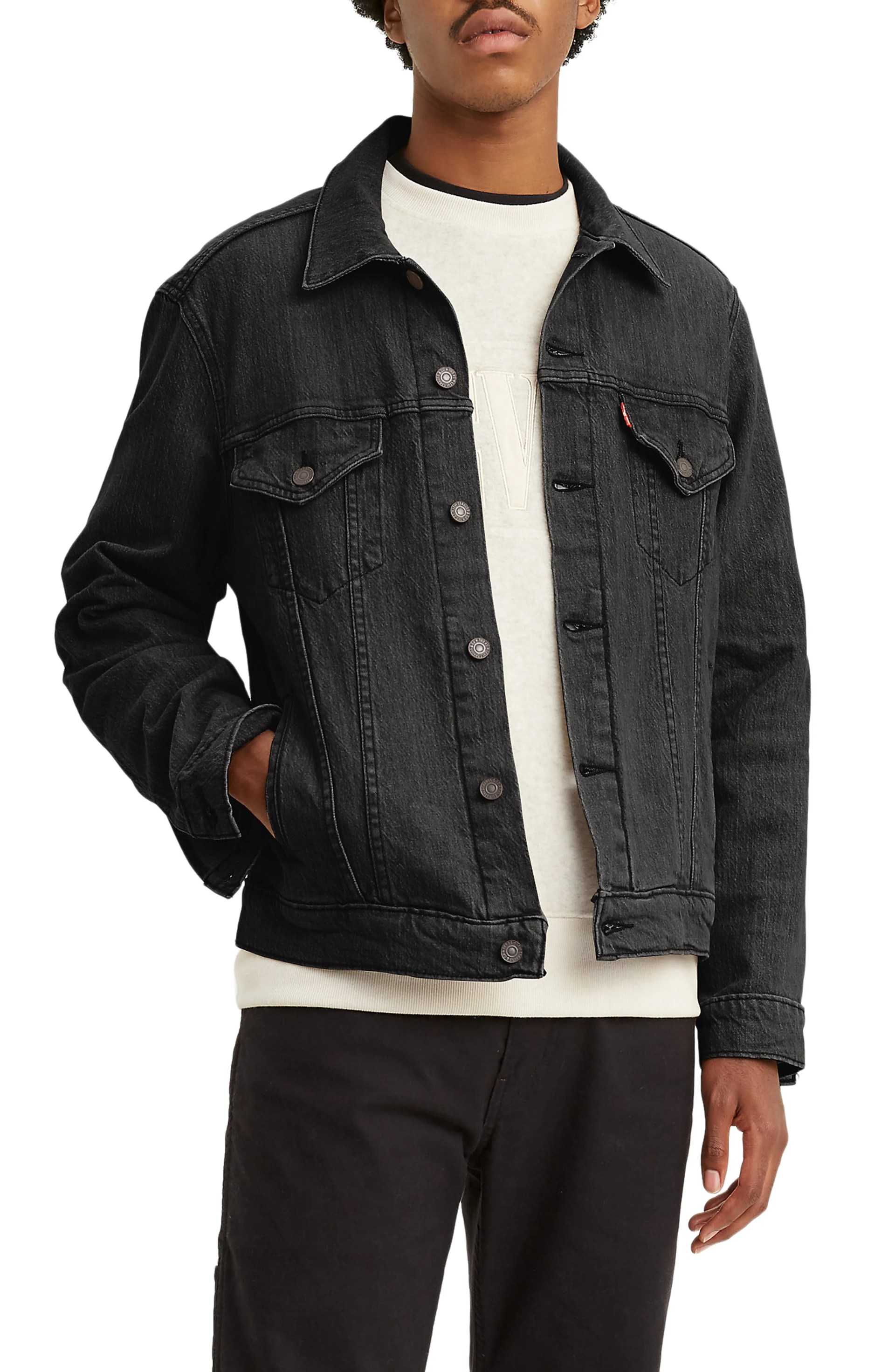 Levi's(R) Premium Vintage Fit Denim Trucker Jacket in V. Black at Nordstrom, Size X-Small
