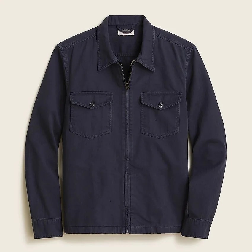 Wallace & Barnes zip-front twill workshirt