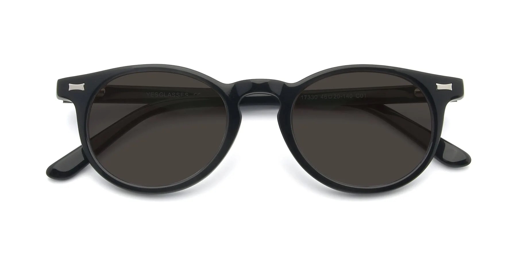 Black Geek-Chic Keyhole Bridge Round Tinted Sunglasses