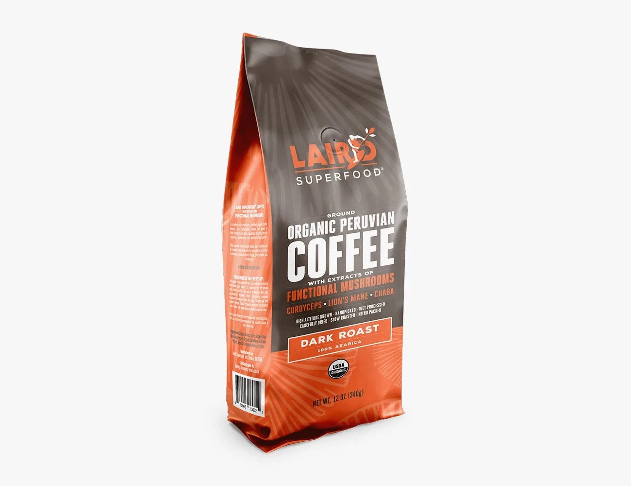 laird superfood dark roast ground mushroom coffee