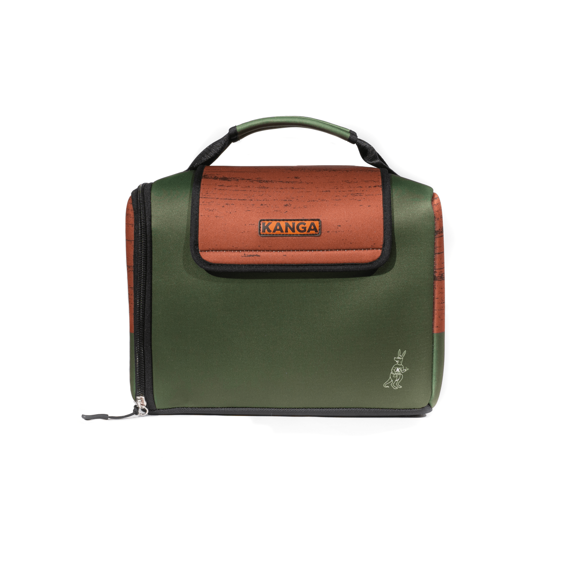 kanga cooler olive green and brown with kangaroo logo