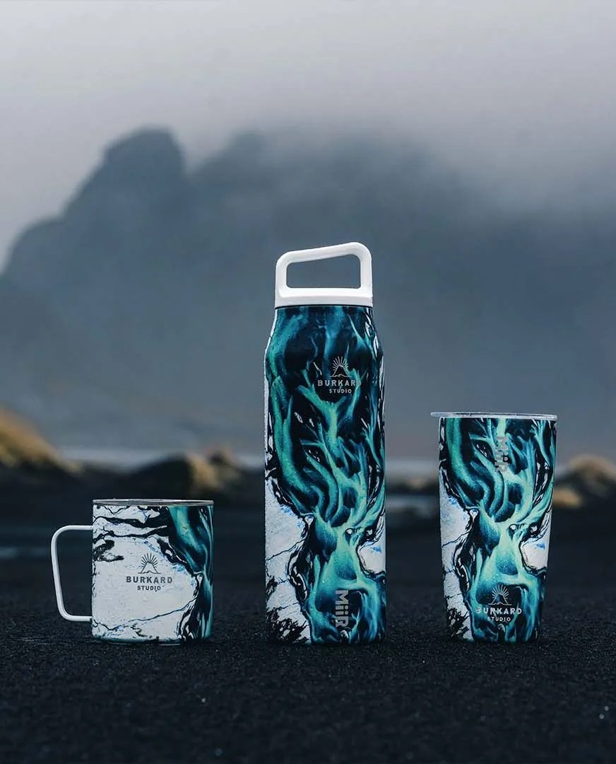 miir x chris burkard collection of cups and tumblers
