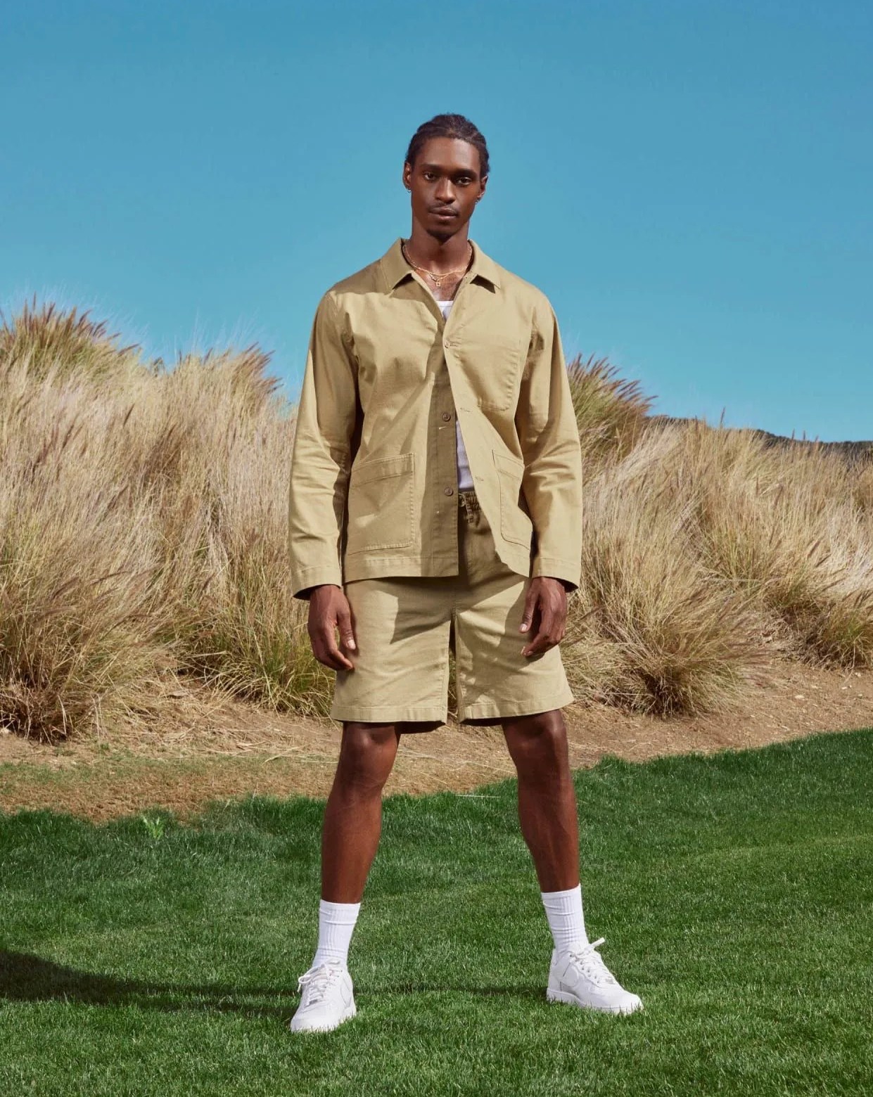 man wearing dockers x malbon workwear collection