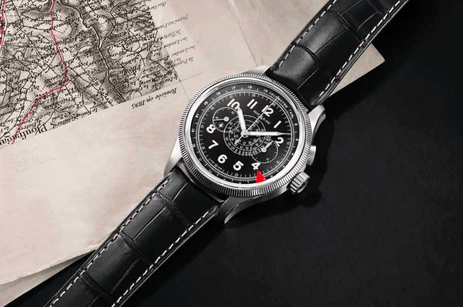 montblanc black watch on table