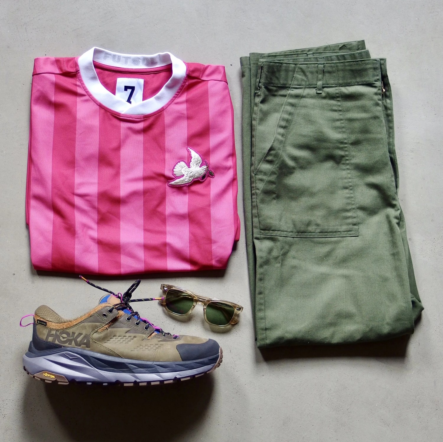 fustol jersey laid flat with other clothing items
