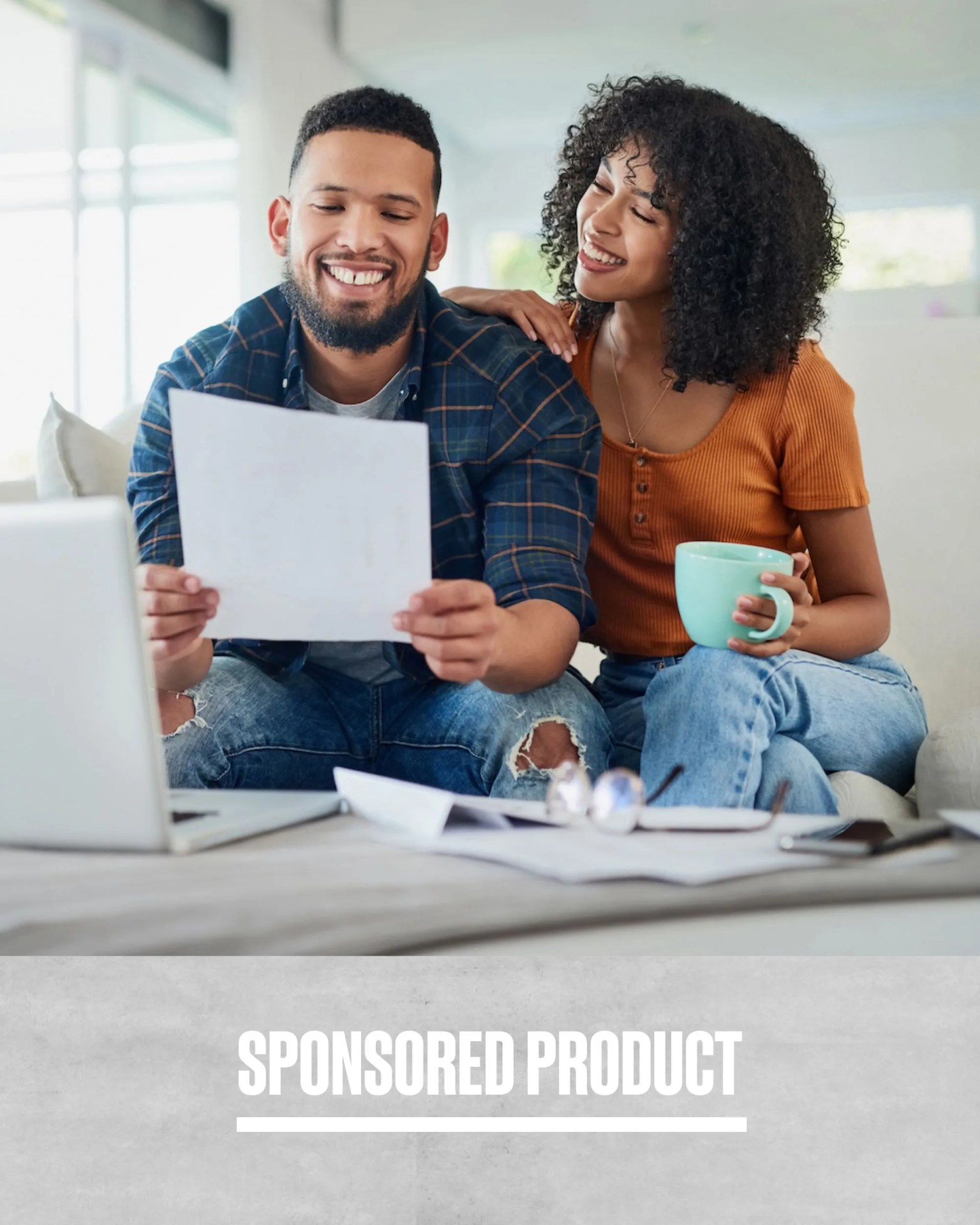 sponsored product the motley fool woman and man looking at finances