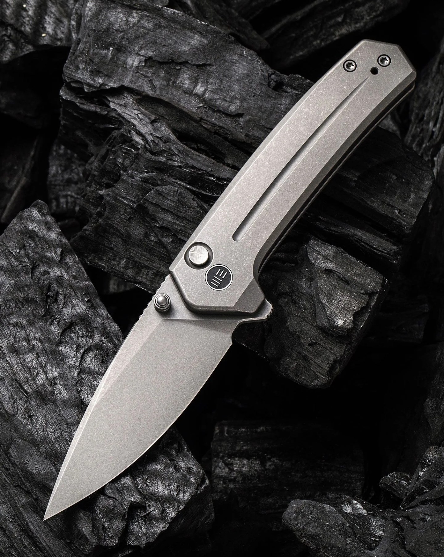 we knife company culex button lock flipper knife cpm 20cv stonewashed drop point blade