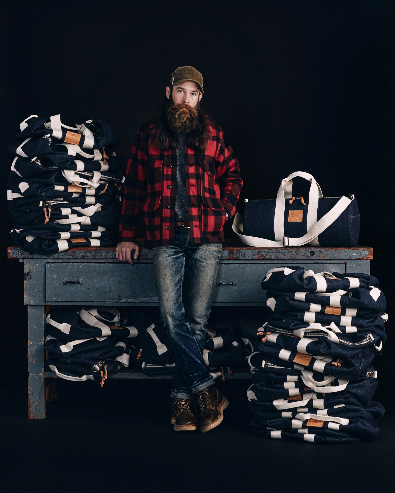 jon duce poses with lot 3 from filson