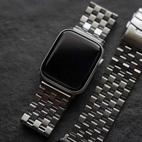 bullstrap men’s 316l stainless steel metal watch band compatible with apple watch series 1 7, 454442mm, silver